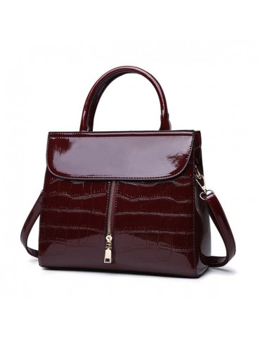 Crocodile Pattern Handbag Patent Leather Crossbody Bag Casual Shoulder Bag