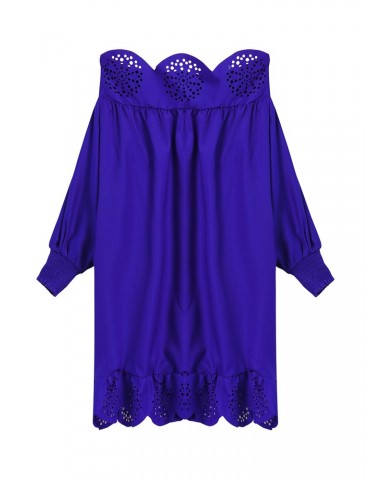 Sexy Off-shoulder Hollow 3/4 Sleeve Women Mini Dress