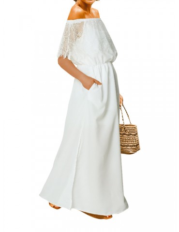 Off Shoulder Lace Holiday Maxi Dress