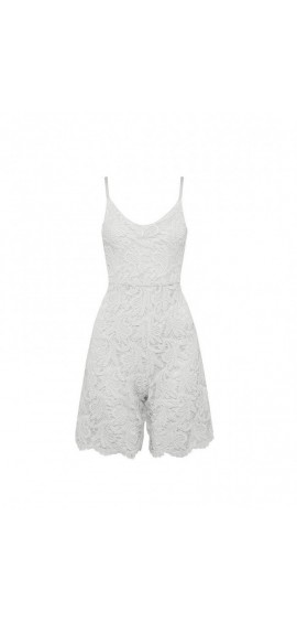 Women White Sling Lace Cami Rompers