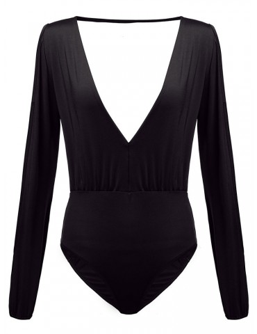 Sexy Off Shoulder Backless Deep V-Neck Pleated Stretch Women Jumpsuit