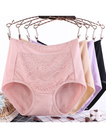 6XL Plus Size Cotton High Waisted Lace Butt Lifter Panties