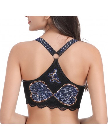 Plus Size Front Closure Wireless T-Type Manual Glitter Back Lightly Lined Seamless Bras