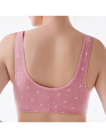 Front Closure Cotton Print Wireless Lightly Lined Bras