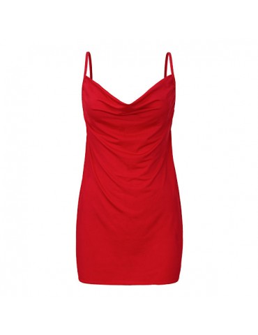 Sexy Spaghetti Strap Smooth Hollow Backless Metal Chain Chemise For Women