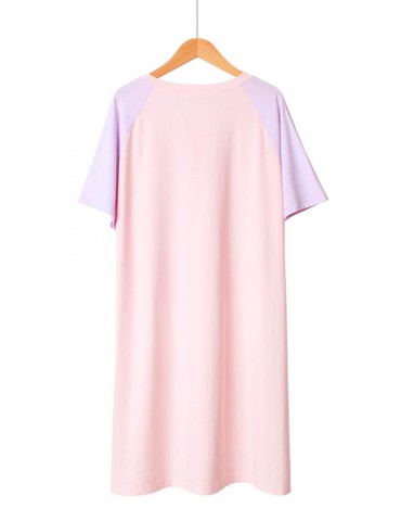 Plus Size Women Pajamas Cotton Fruits Print Loose Short Sleeves T-Shirt Nightdress