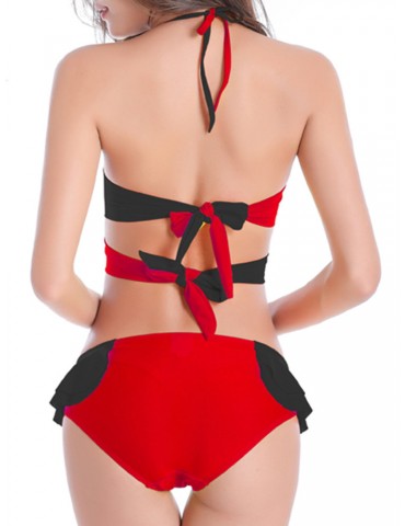 SWIMMART Sexy Two-tone Drawstring Breathable String Bikini SwimwearFor Women