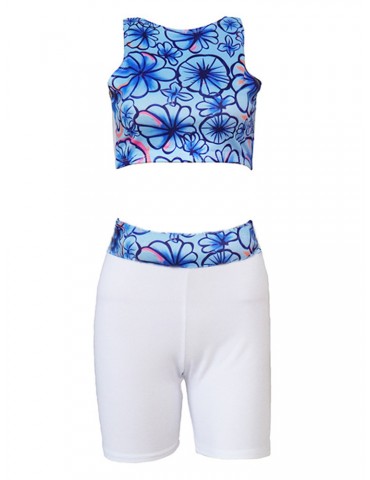 Printed Backless Two Pieces Swimsuit