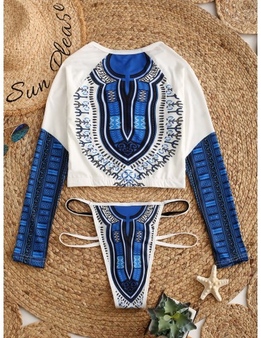 Thong Sexy Indian Swimsuits Bikinis Zip Front Long Sleeves Bandage Swimwear For Women By Newchic