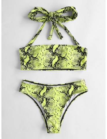 Leopard Sexy Bikinis Criss Cross Halter Women Swimsuits