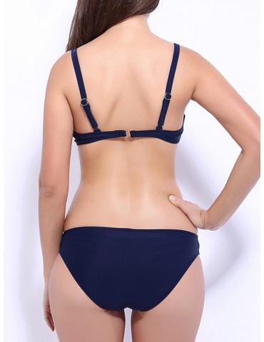 Sexy Push Up Striped Printed Backless Bikinis Sets Underwire Swimsuit