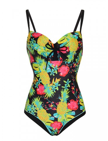 Printed Back Hollow High Elasticity Slim One Piece SWimwear For Women