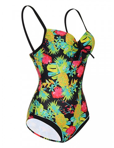 Printed Back Hollow High Elasticity Slim One Piece SWimwear For Women