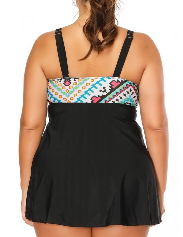 Geometric Printed Two Piece Sexy Swimdress For Women