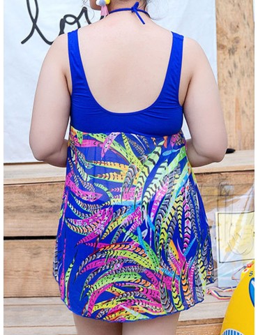 Push Up Sleeveless Bow-knot Floral Printed Breathable Backless Swimdress For Women