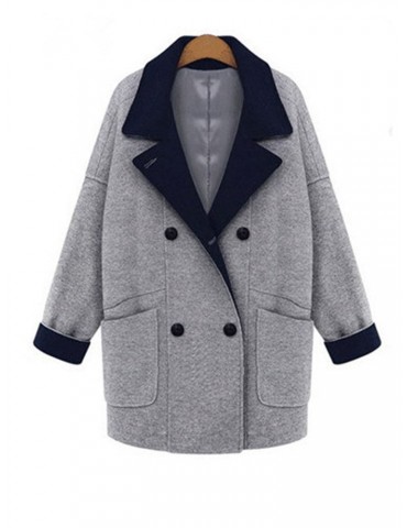 Elegant Lapel Buttons Pocket Coat Cardigan Outwear For Women