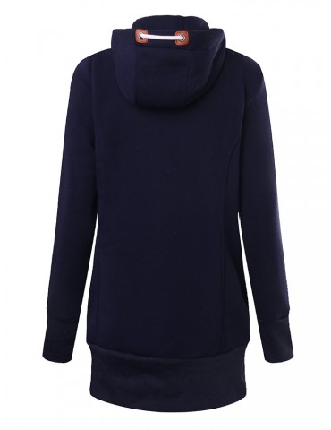 Women Long Sleeve Zipper Casual Hooded Pocket Sweatshirt Coats