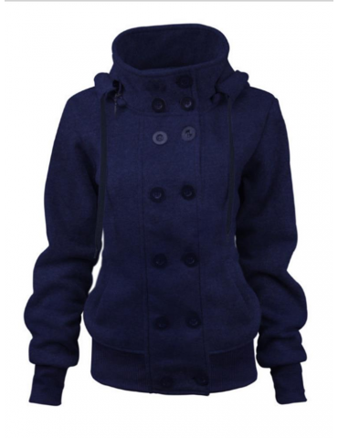 Solid Color High Neck Button Coats