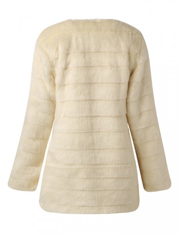 Elegant Pure Color Faux Fur Coats For Women