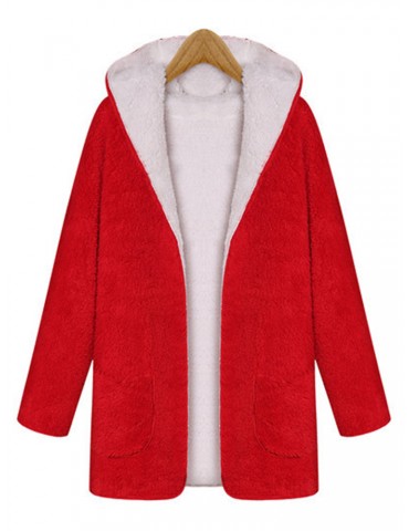 Women Fleece Long Sleeve Thicken Winter Hooded Coats