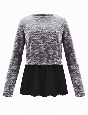 Flouncing Patchwork Crew Neck Sweatshirt