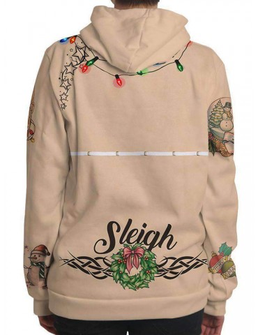 Christmas Cartoon Print Long Sleeve Casual Hoodies