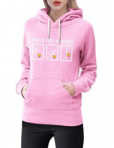 Casual Print Long Sleeve Hooded Sweatshirt