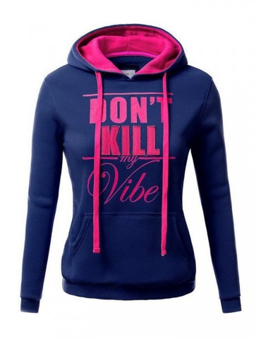 Halloween Casual Letter Print Long Sleeve Hooded Women Hoodies