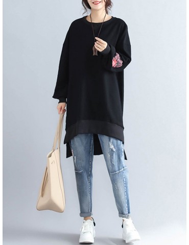 Casual Women Long Sleeve Embroidery Sweatshirts