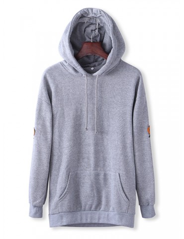 Embroidery Floral Long Sleeve Hooded Sweatshirt