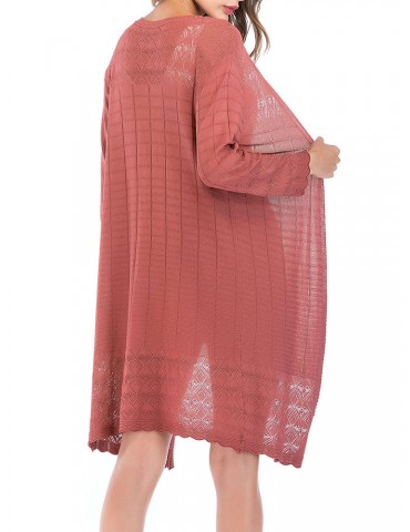 Casual Plaid Solid Color Thin Long Cardigans